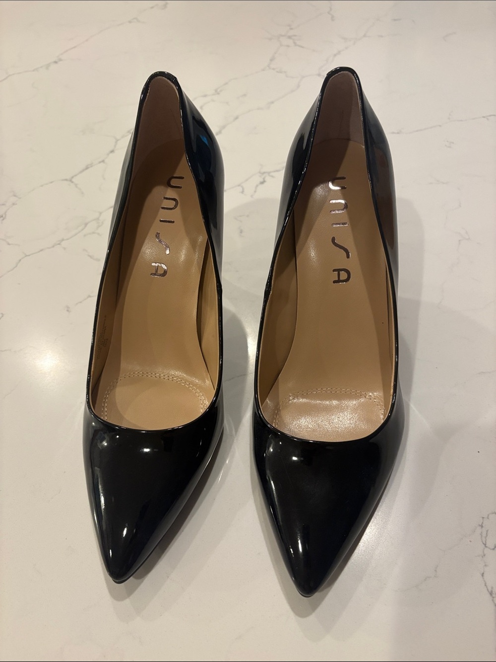 Unisa Black Patent Pointed Toe Classic Pumps